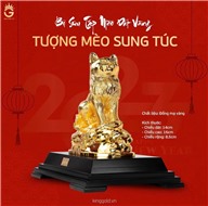 Tượng mèo sung túc mạ vàng làm quà tặng Tết Quý Mão 2023