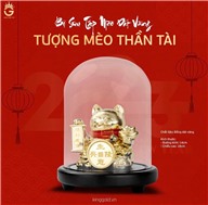 Tượng mèo thần tài mạ vàng làm quà tặng khai trương ý nghĩa