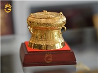 Trống đồng mạ vàng làm quà tặng lưu niệm cao cấp