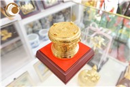 Quà tặng trống đồng mạ vàng đường kính 7cm, trống đồng quà tặng