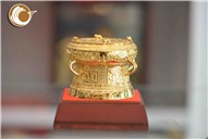 Trống đồng mạ vàng 24k  dk 8cm đẹp long lanh