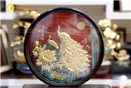 Biểu trưng tranh đôi chim công vinh hoa phú quý đẹp tinh xảo