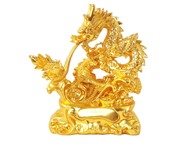 Tượng rồng nhả đĩnh vàng dát vàng 24k